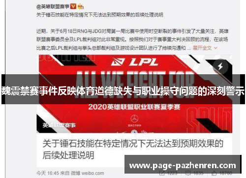 魏震禁赛事件反映体育道德缺失与职业操守问题的深刻警示